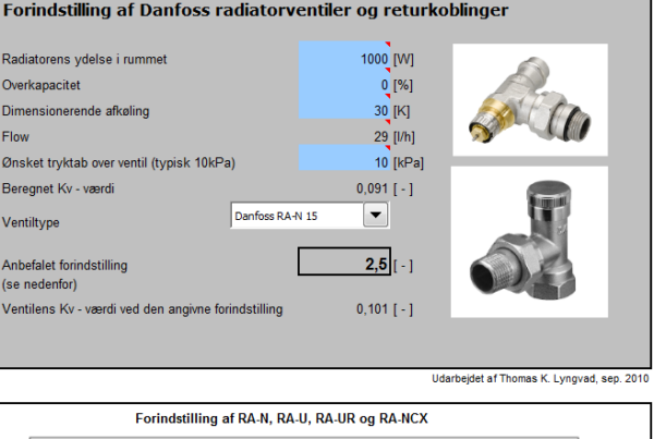 Forindstilling af Danfoss-,TA- og Børma radiatorventiler